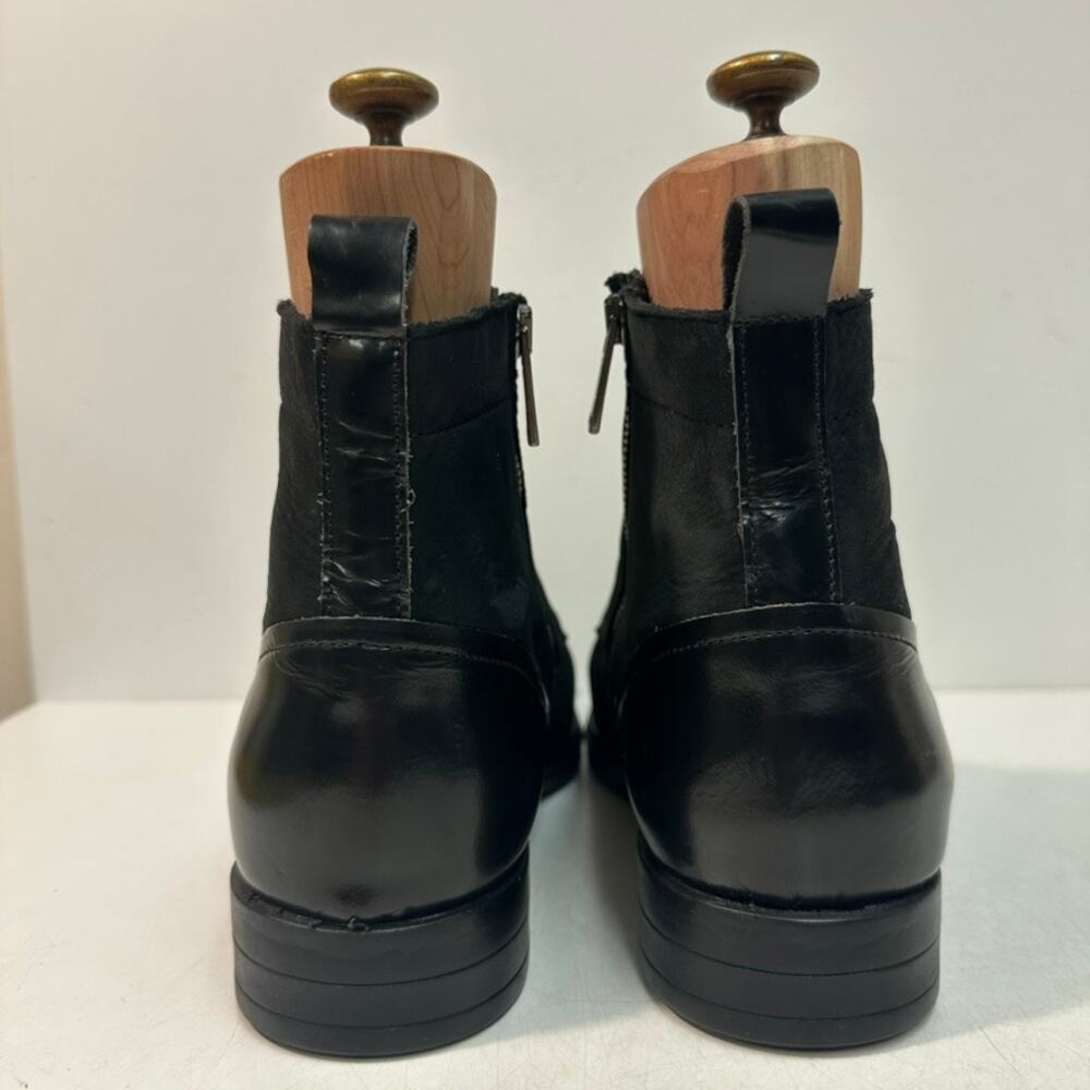 VGUC Karl Lagerfeld Paris Suede Leather Zipper Boot Lace Up Black US 10 EU 43 - Picture 7 of 15